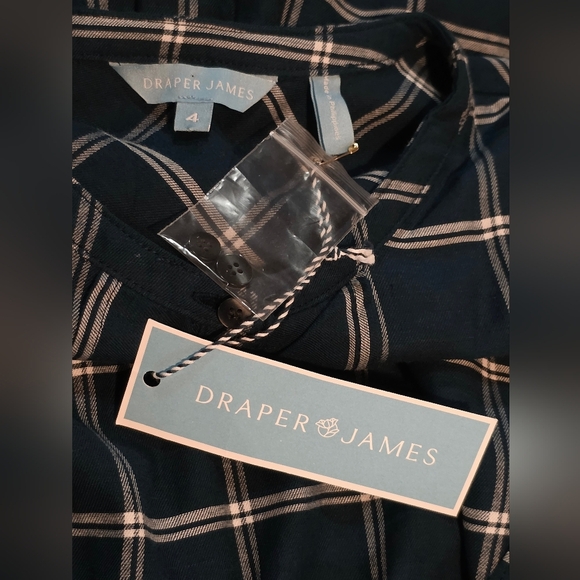 Draper James Deep Teal Plaid Ruffle Belted Shirt Dress NWT Size 4 Cotton - Picture 7 of 9